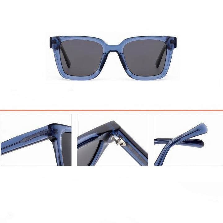 Ladies' Fashionable Square Sunglasses with Transparent Plastic Frame and Polarized Lenses Bowlift