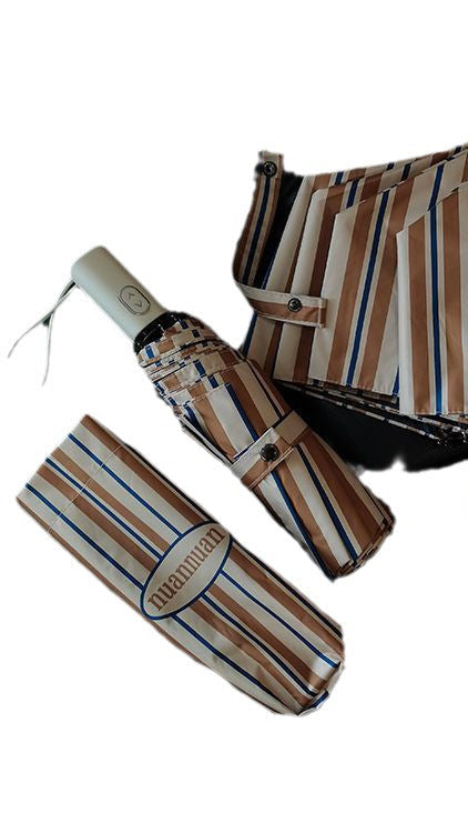 Women's Foldable Windproof Umbrella with Unique Striped Pattern Bowlift