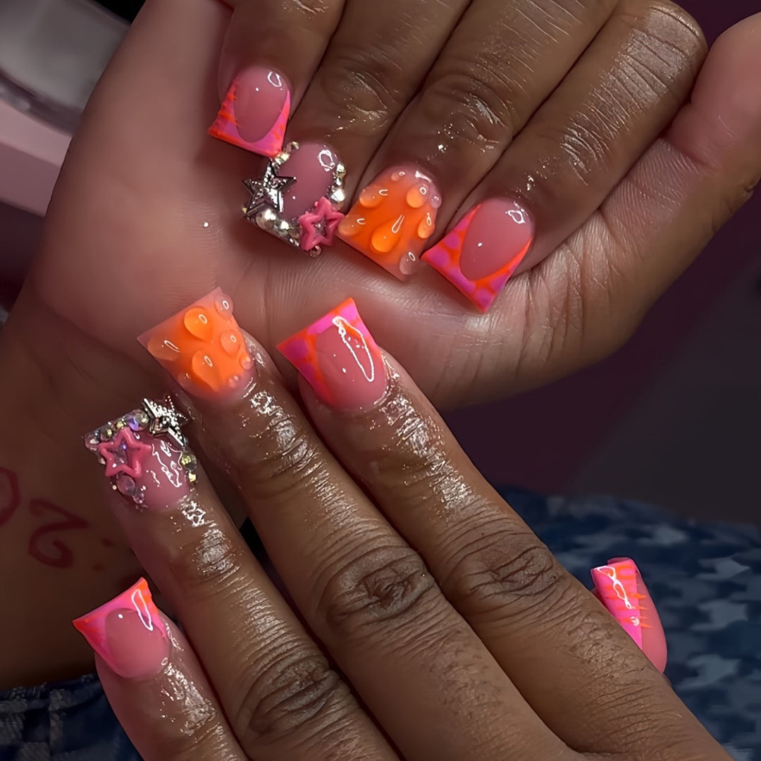 Artistic Press-On Nail Extensions with Summer Theme Bowlift