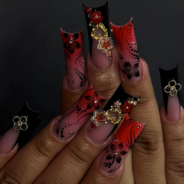 Decorative Long Press-On Nail Extensions Bowlift
