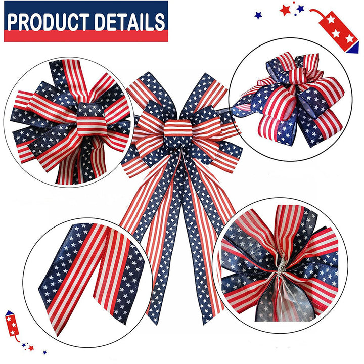 Unisex decorative bow in large size with long ribbons and star pattern for door and wall decoration Bowlift