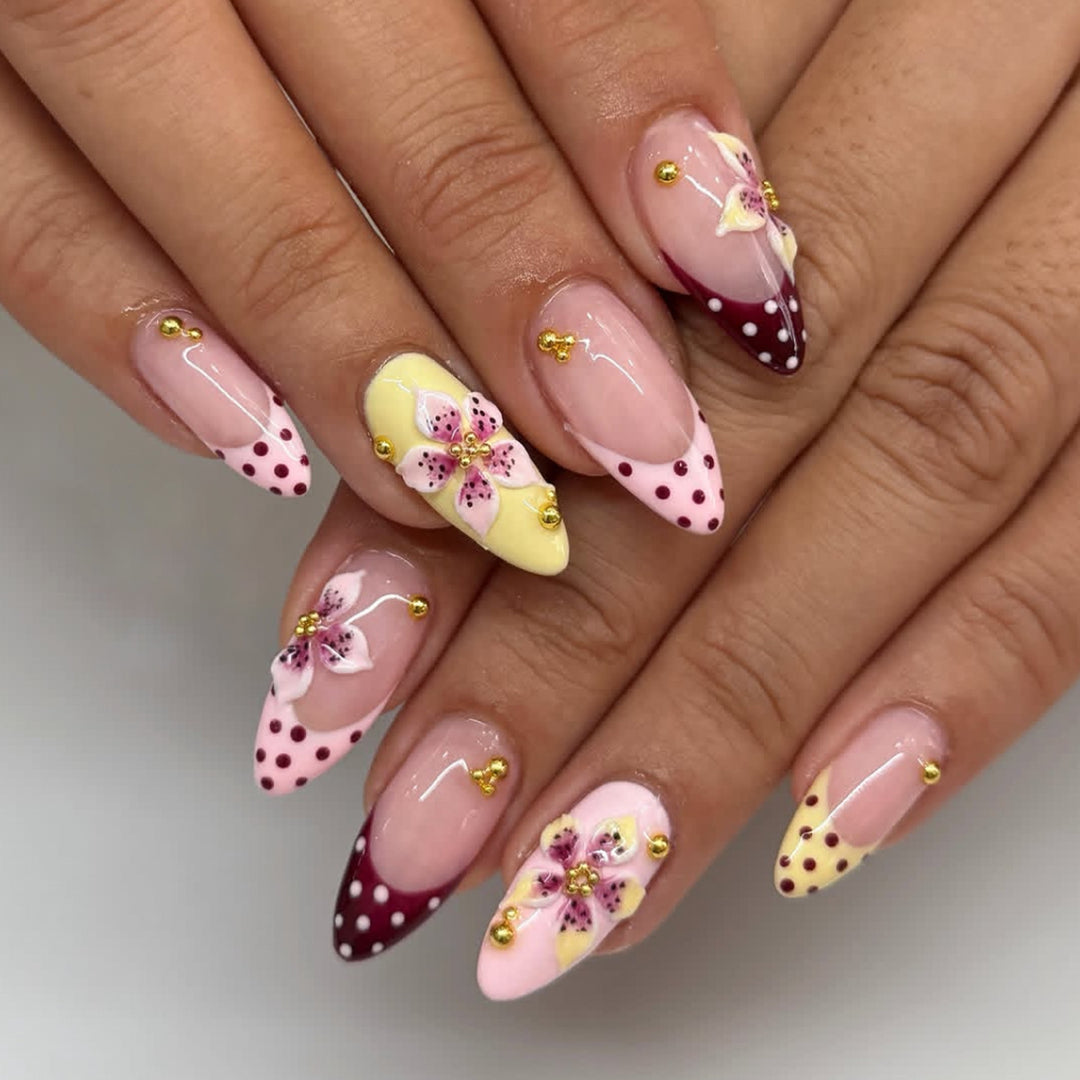 Decorative Floral Accent Nail Art Bowlift