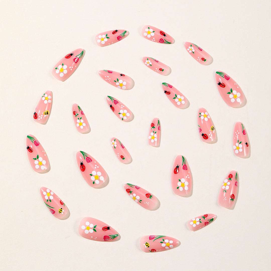 Floral-Themed Stiletto Nail Art Bowlift