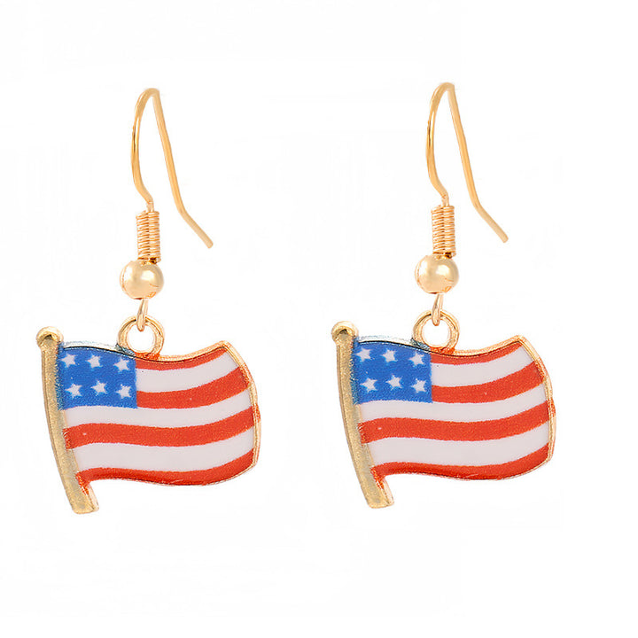 Women's nan patriotic horseshoe enamel dangle earrings with star-accented design and fishhook findings Bowlift