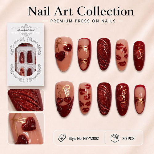 Artificial nails with romantic design Bowlift