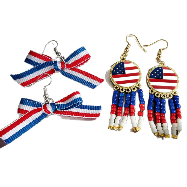 Women's nan grosgrain ribbon bow dangle earrings with fishhook findings and lightweight design Bowlift