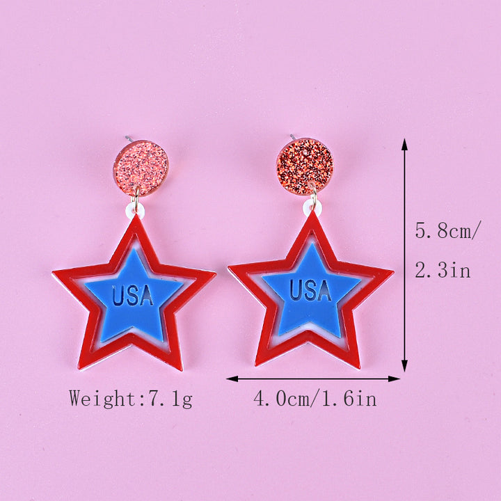 Women's nan triple star dangle glitter resin earrings with hypoallergenic hooks Bowlift