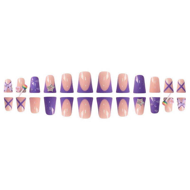 Playful Glittery Press-On Nail Art Set Bowlift