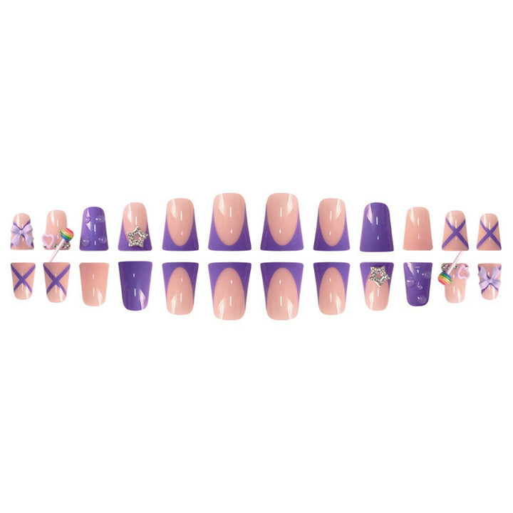 Playful Glittery Press-On Nail Art Set Bowlift