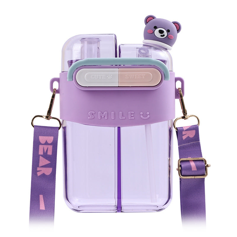 Women's water bottle with interactive design and practical shoulder carrying function Bowlift