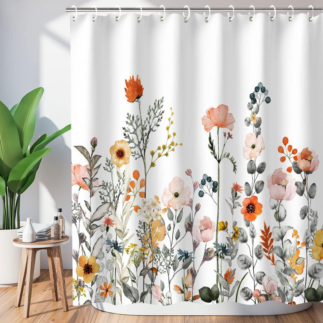 Floral Patterned Bathroom Shower Curtain Bowlift