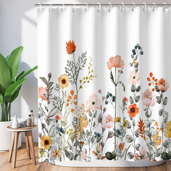 Floral Patterned Bathroom Shower Curtain Bowlift