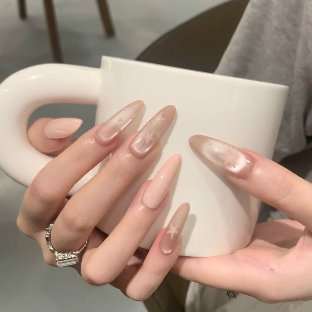 Decorative Press-On Nail Art Set with Star Accents Bowlift