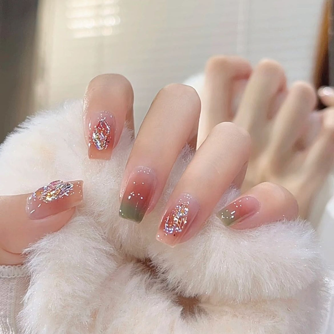 Premium Glitter Ombre Press-On Nail Set Bowlift