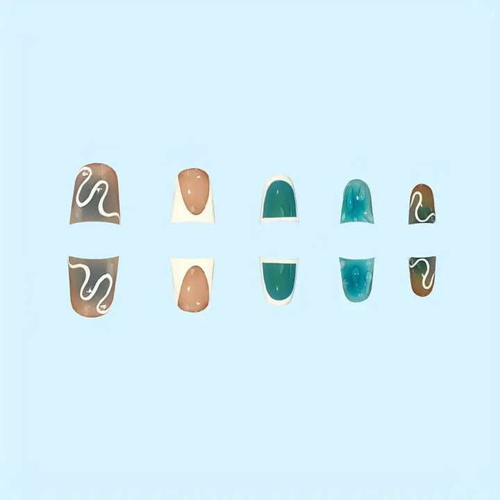Artistic Abstract Press-On Nail Design Bowlift