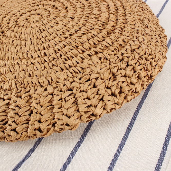 Round straw bag with leather handles Bowlift