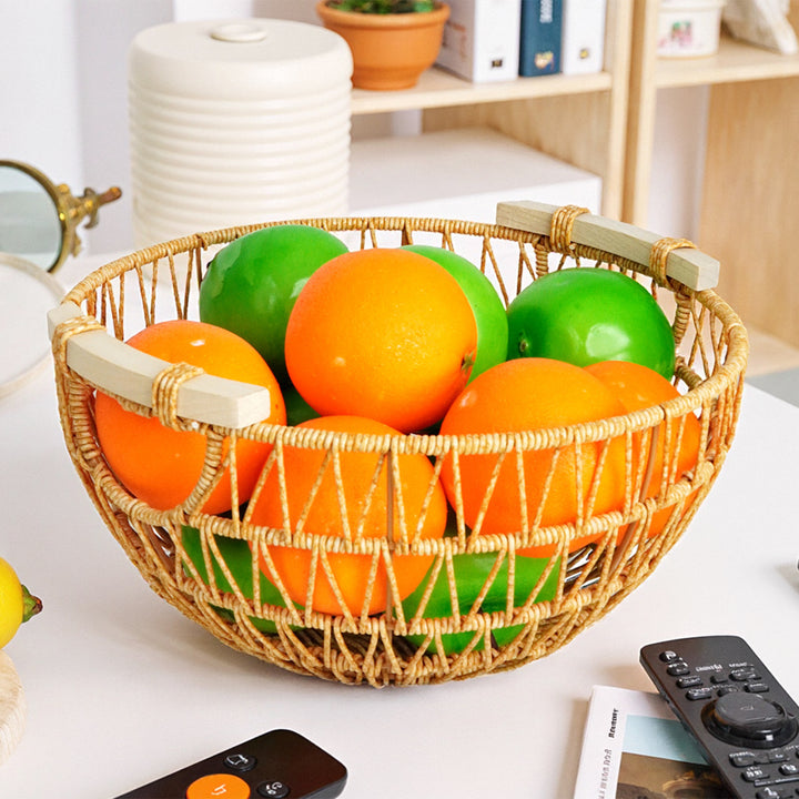 Ladies Decorative Storage Basket with Wooden Handles Bowlift