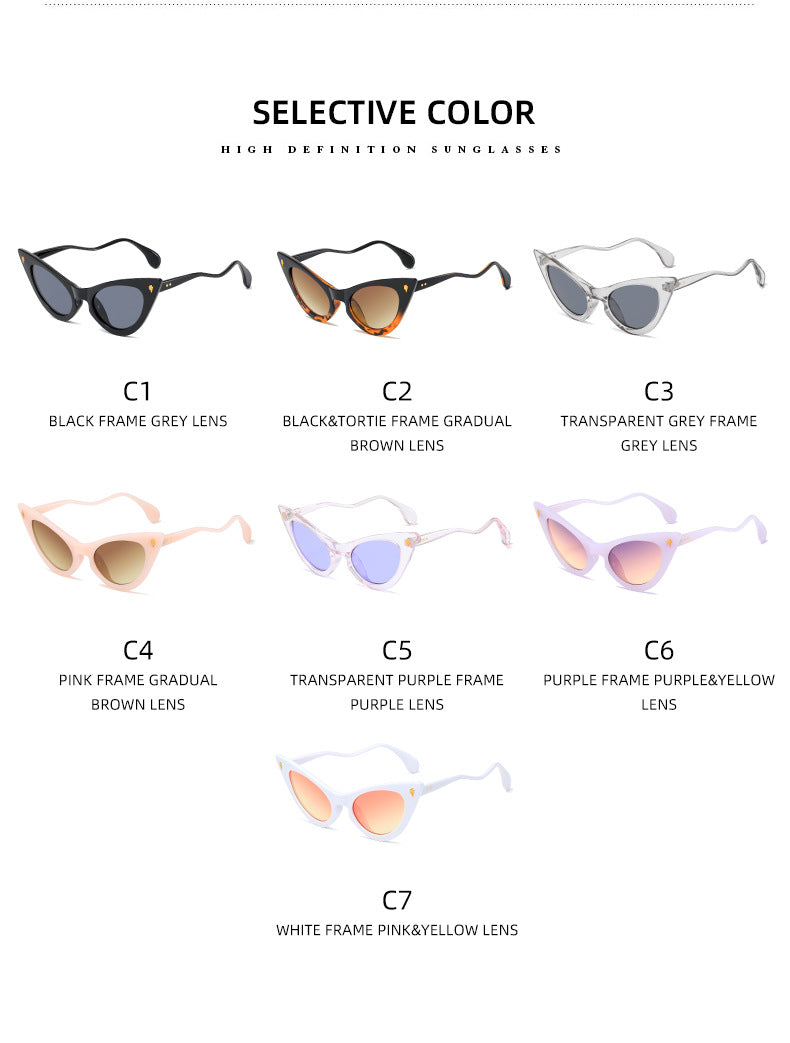 Women's Cat-Eye Sunglasses with Mirrored Lenses and Elegant Detail Bowlift