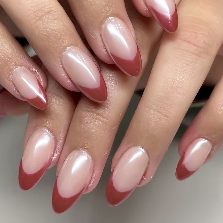 Elegant Almond-Shaped Press-On Nail Art Bowlift