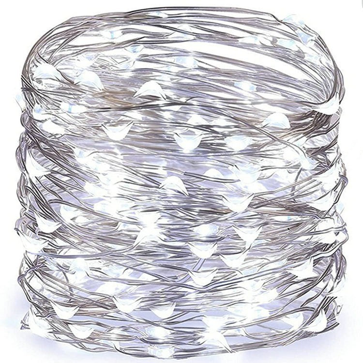 LED Fairy String Lights Ultra-Thin Silver Wire Battery Powered Splash Resistant Decorative Lighting Bowlift