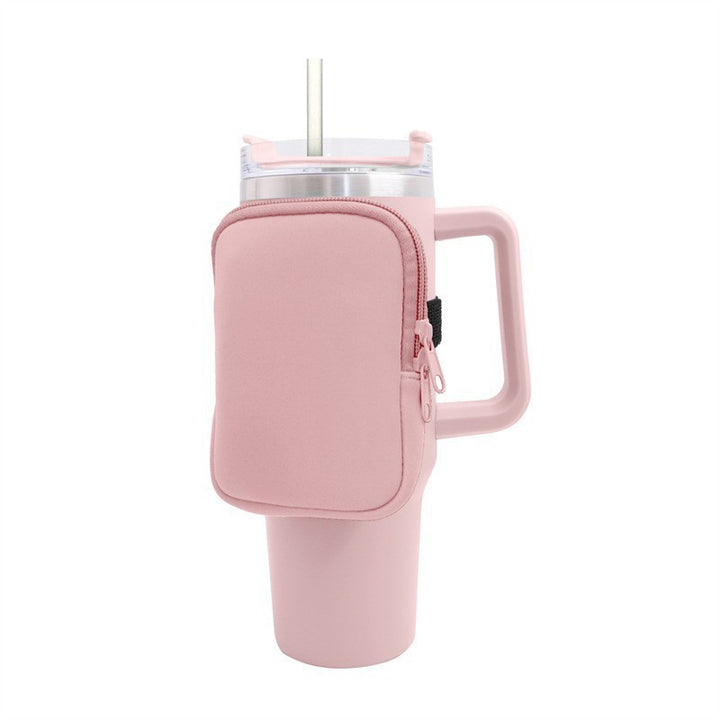 Unisex cup holder with practical pocket Bowlift