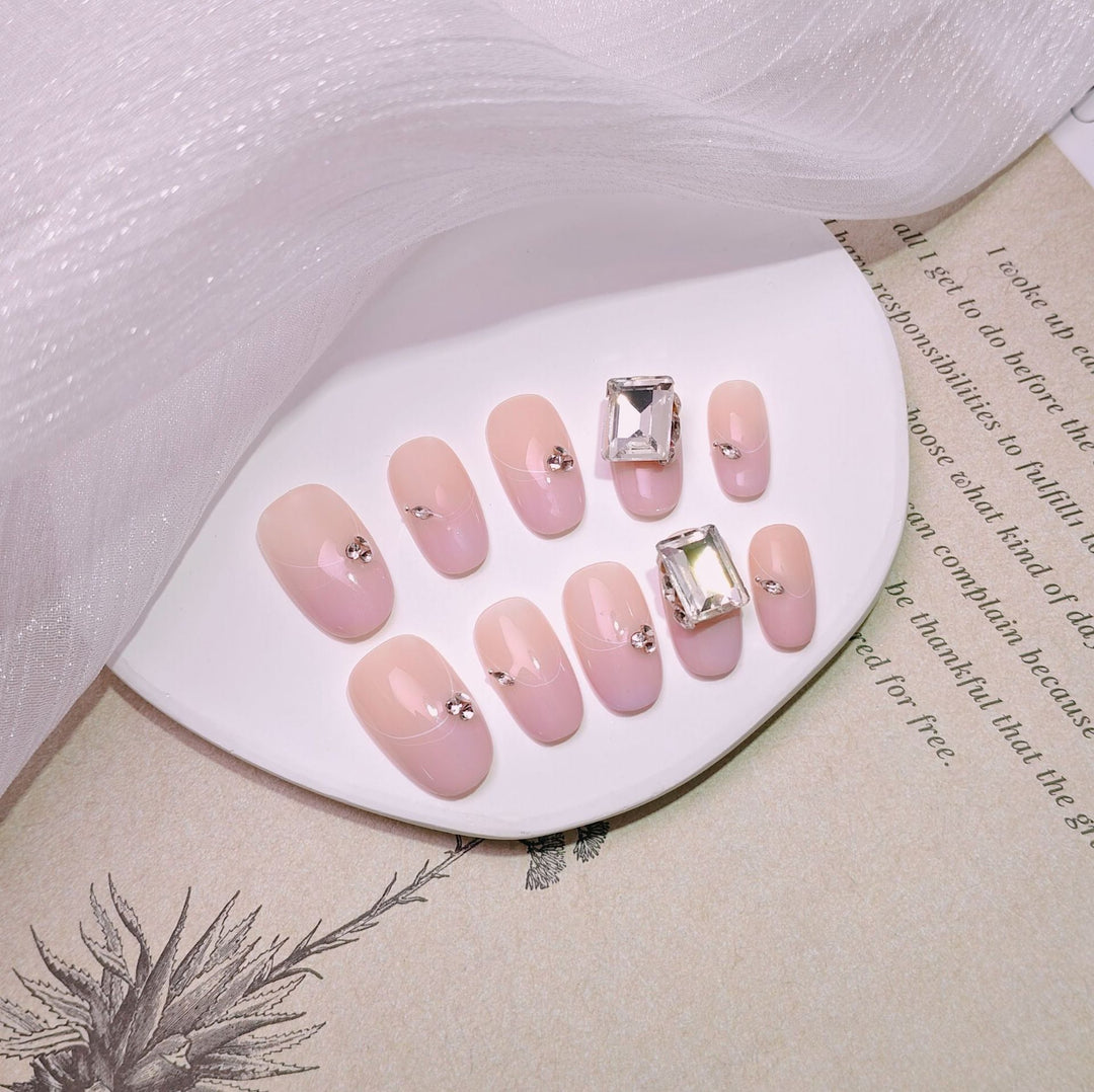Elegant French Tip Press-On Nails Bowlift