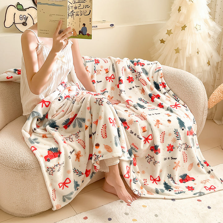 Cozy Holiday-Themed Fleece Throw Blanket