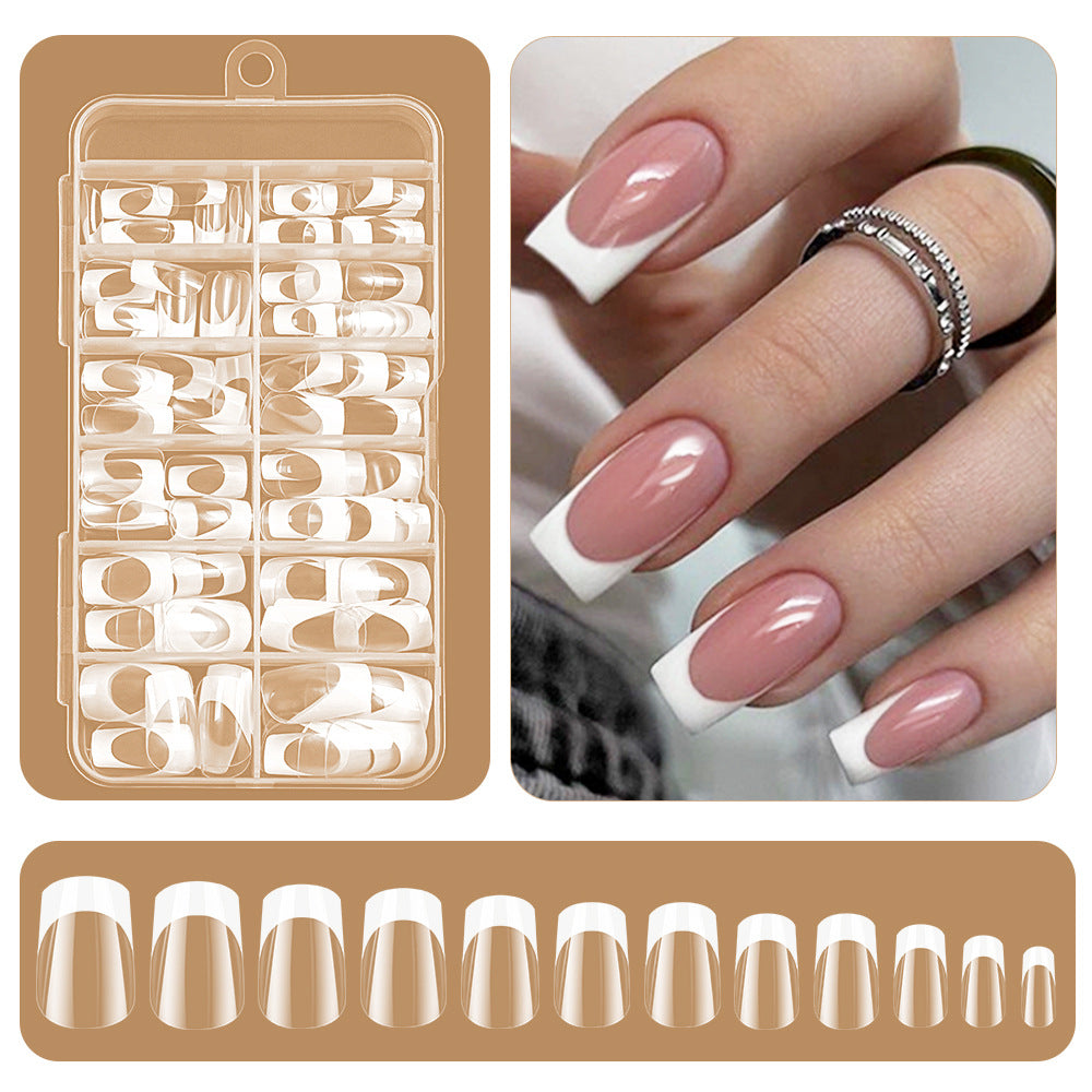 Elegant French Tip Press-On Nails Bowlift