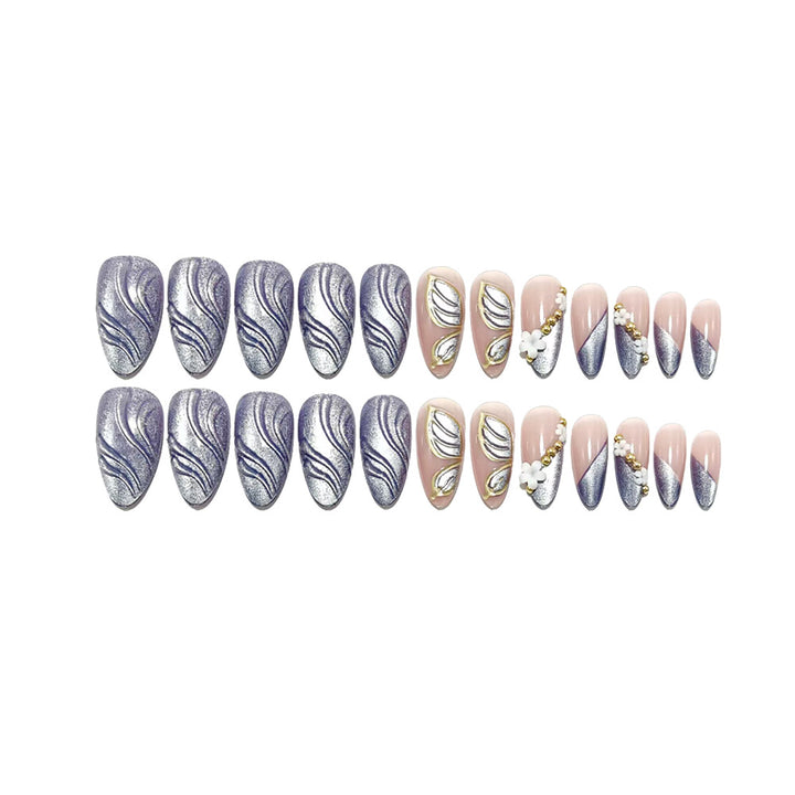Artificial Nails In Elegant Flower and Leaf Design Bowlift
