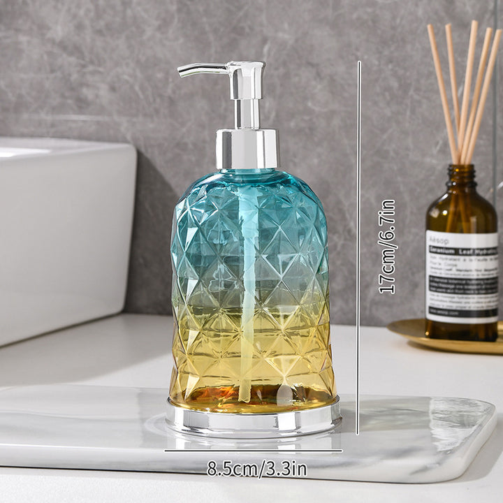 Ribbed Glass Soap Dispenser with Gold Pump Refillable Lotion Bottle Bowlift