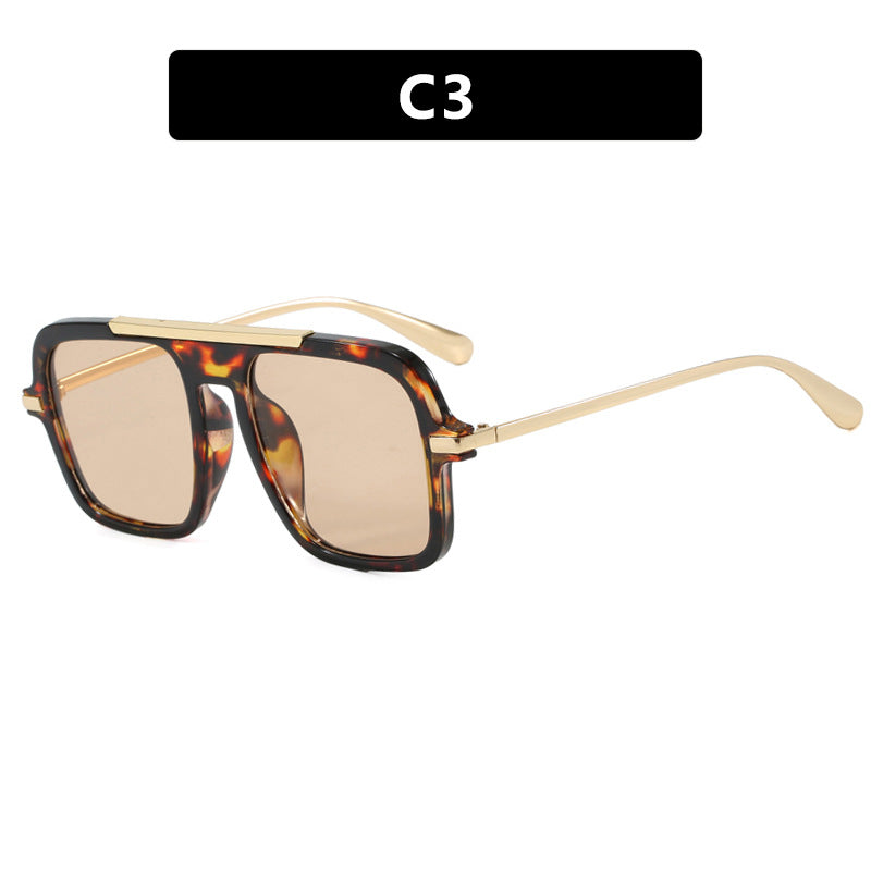 Women's square designer sunglasses with gold accents and protective UV filter Bowlift