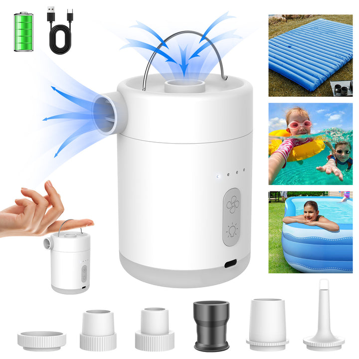 Portable Cordless Rechargeable Electric Air Pump With Multi-Nozzle Adapters Bowlift