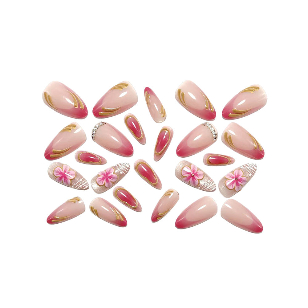 Artful Nail Extensions with Floral Design Bowlift