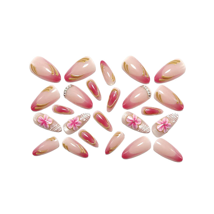 Artful Nail Extensions with Floral Design Bowlift