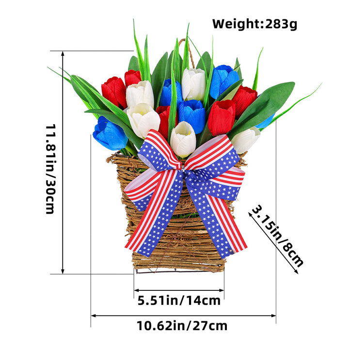 Unisex nan patriotic pom pom front door wreath with star embellishments Bowlift