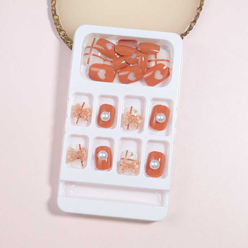 Decorative Press-On Nail Art Set with Bow Accents Bowlift