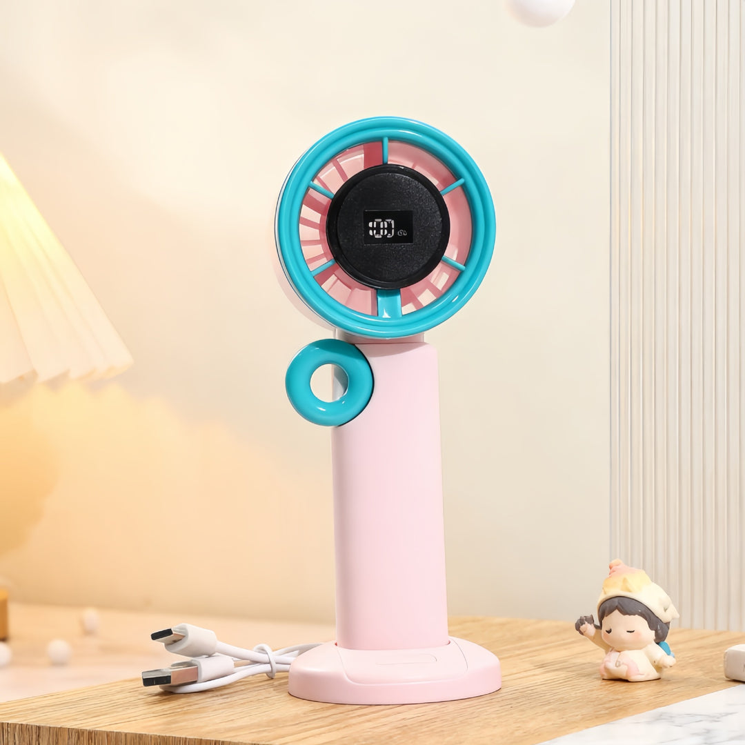 Women Portable Fan with USB Connection and Digital Display Bowlift
