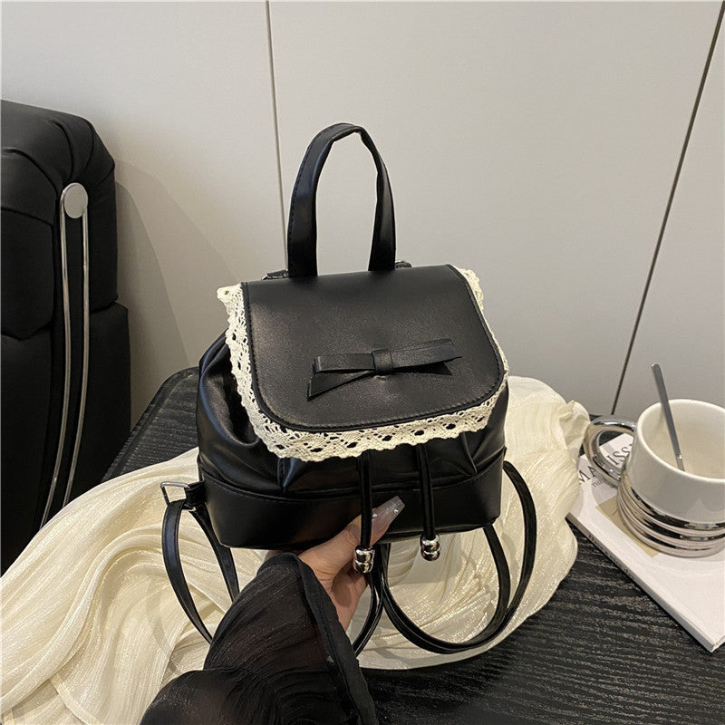Cute Lace-Trimmed Mini Backpack Bowlift
