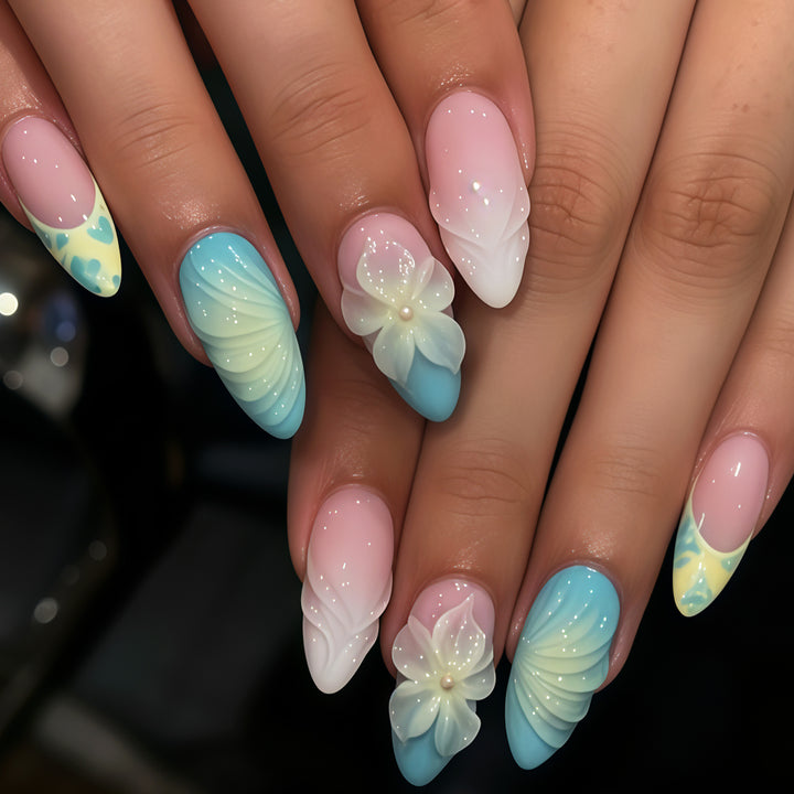 Elegant Floral Sculpted Nail Art Tips Bowlift