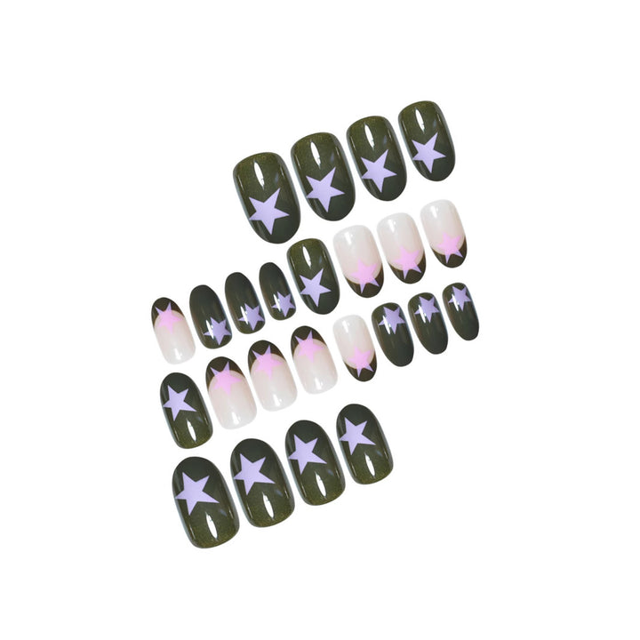 Star-Accented Creative Press-On Nail Set Bowlift