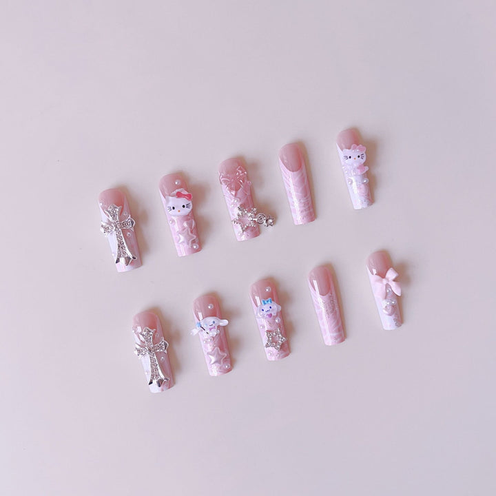 Artificial nail set with playful 3D design Bowlift