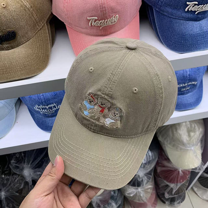 Women's Casual Embroidered Teddy Bear Baseball Cap Bowlift