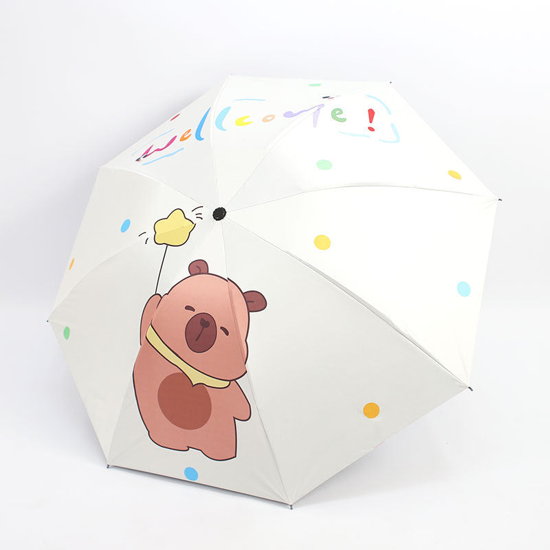 Women's Folding Umbrella with Animal Character Bowlift