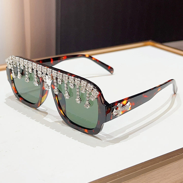 Glamorous Crystal-Embellished Sunglasses Bowlift