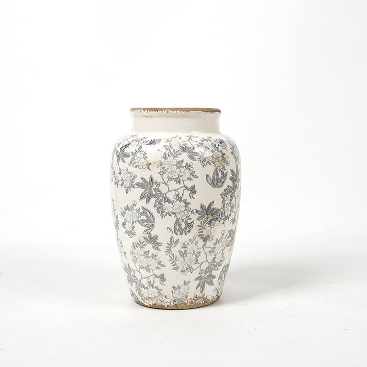 Floral Ceramic Vase with Artistic Design Bowlift