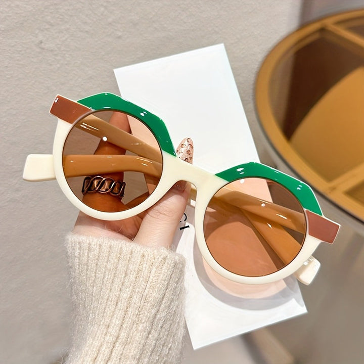 Ladies extravagant round sunglasses with colored accented frame Bowlift