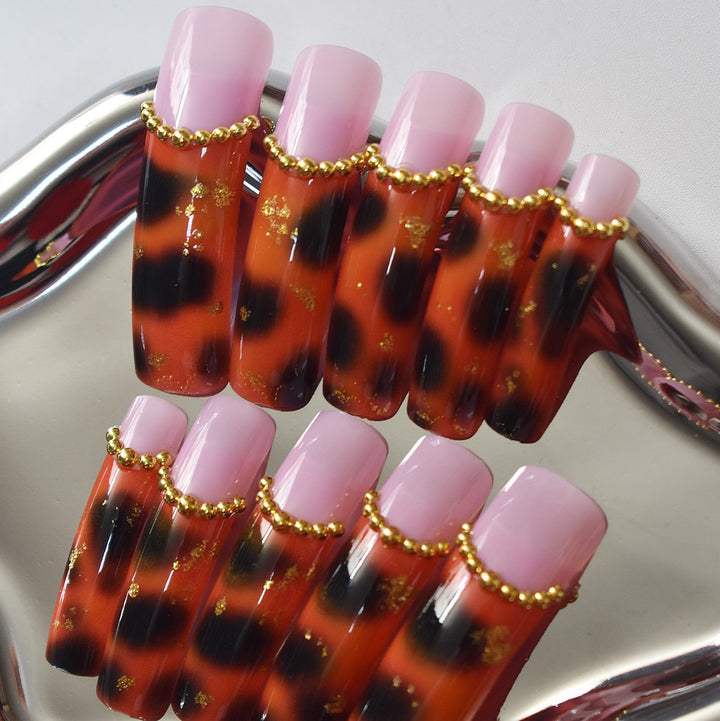 Elegant Tortoise Shell Acrylic Nail Enhancements Bowlift
