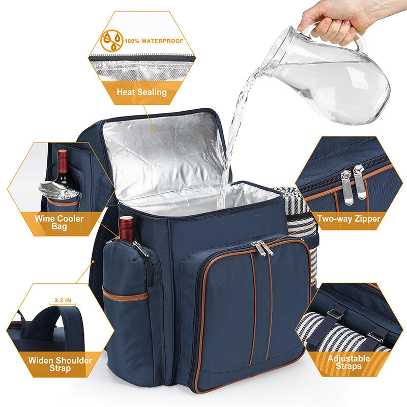 Gourmet Picnic Backpack with Dishware and Cooling Compartment Bowlift
