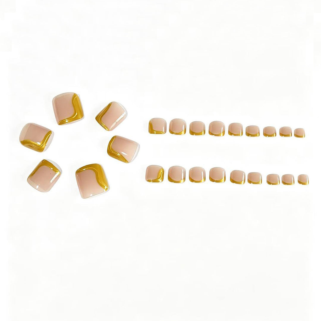 Gold Accent Artistic Nail Tips Bowlift