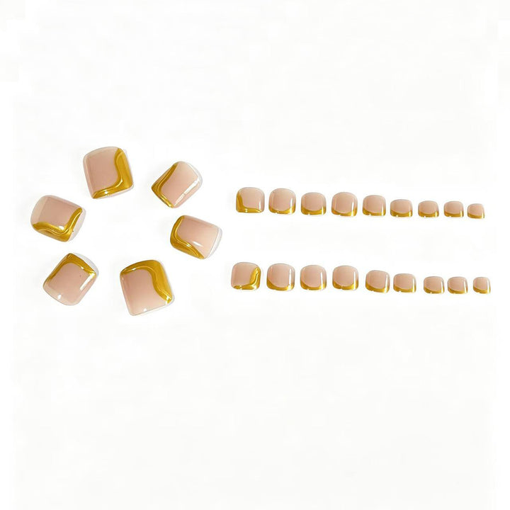 Gold Accent Artistic Nail Tips Bowlift